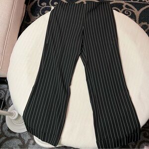 Ralph Lauren black label white pinstripe wool wide leg trousers 8